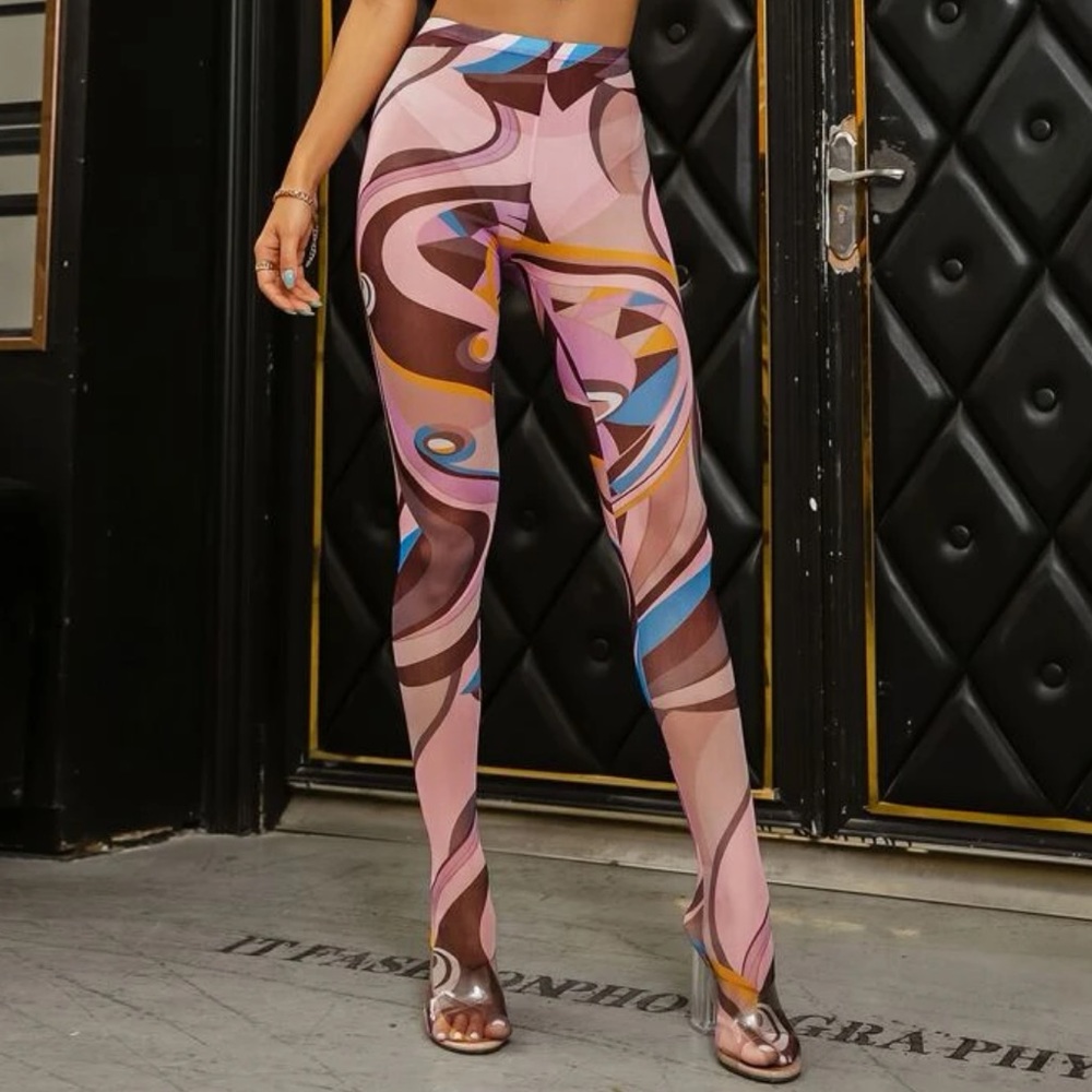 Geo print mesh leggings